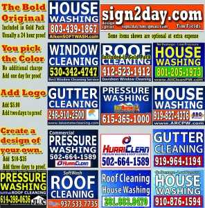 Price list with yard sign images